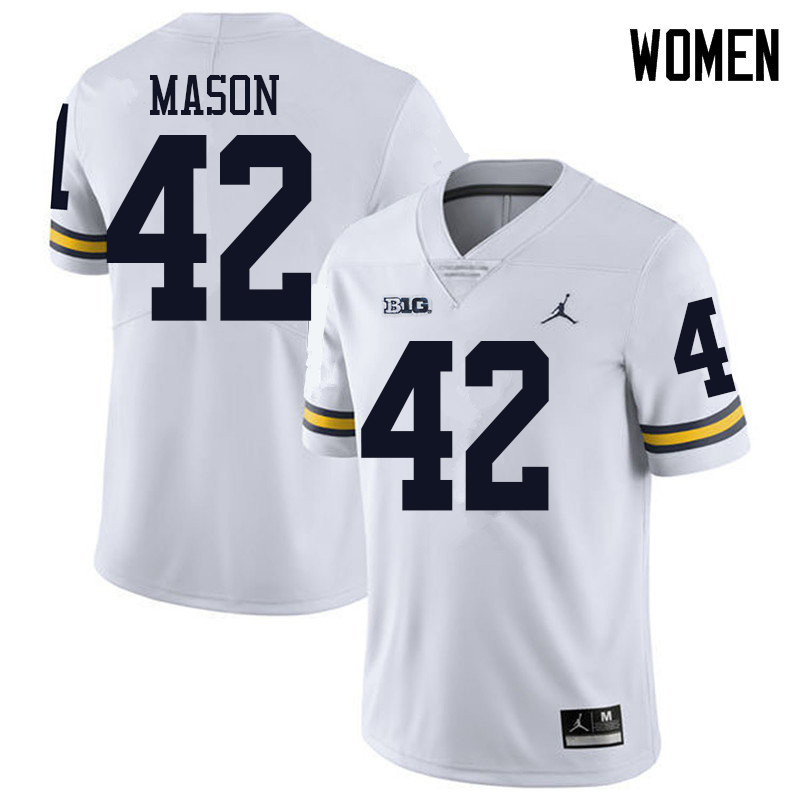 Jordan Brand Women #42 Ben Mason Michigan Wolverines College Football Jerseys Sale-White